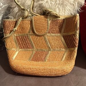 Elegant Gold and Tan Woven Women's Bag